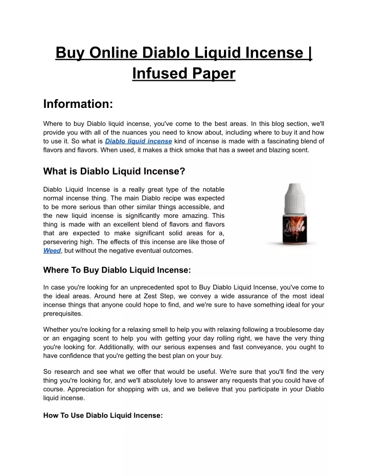 buy online diablo liquid incense infused paper