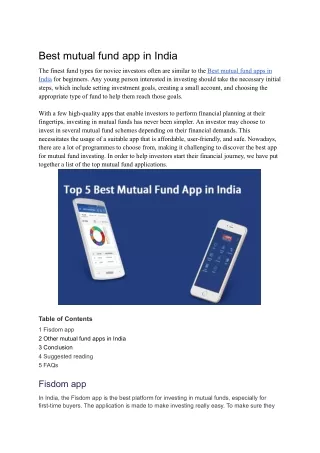 Best mutual fund app in India