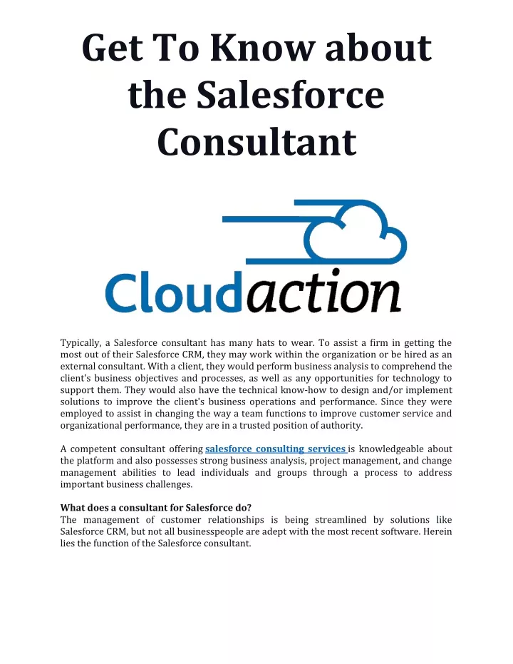 get to know about the salesforce consultant