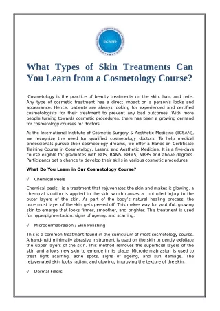 what types of skin treatments can you learn from