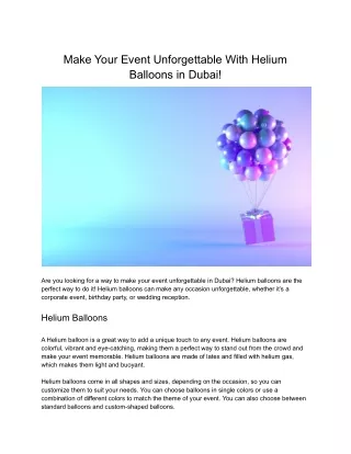 Helium Balloons in Dubai For Your Events