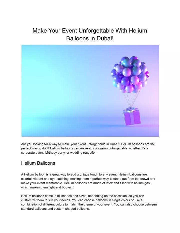 make your event unforgettable with helium