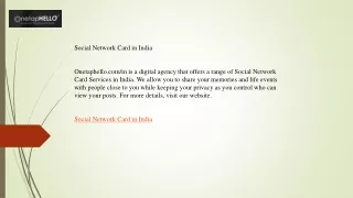 Social Network Card in India  Onetaphello.com in
