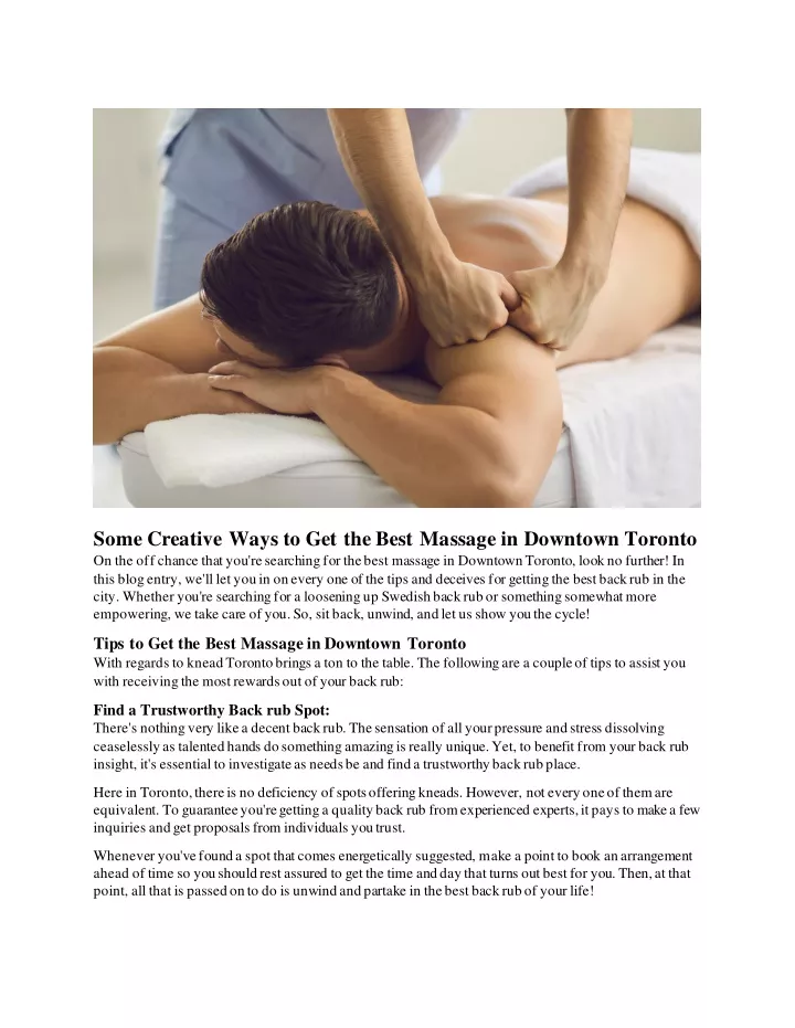 some creative ways to get the best massage