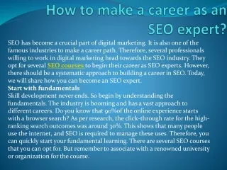 how to make a career as an seo expert