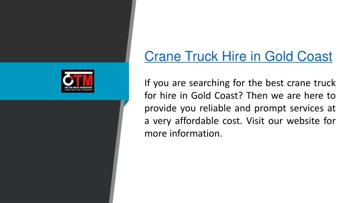 crane truck hire in gold coast