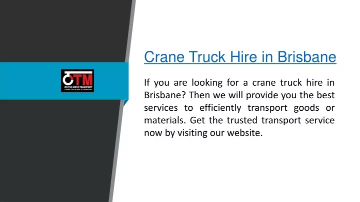 crane truck hire in brisbane