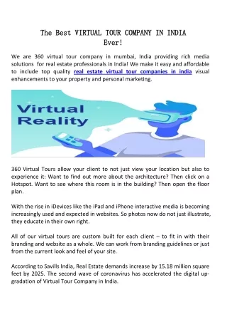 real estate virtual tour companies in india