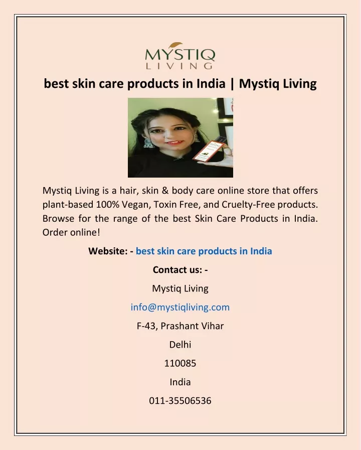 best skin care products in india mystiq living