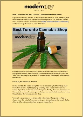 how to choose the best toronto cannabis
