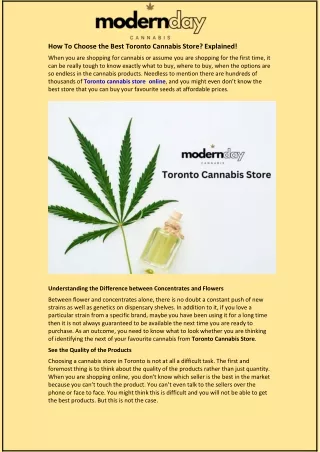 How To Choose the Best Toronto Cannabis Store? Explained!