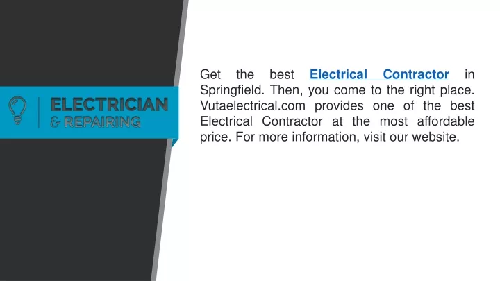 get the best electrical contractor in springfield