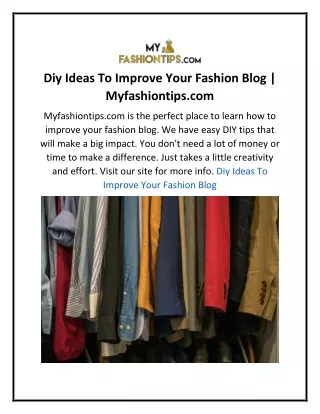 Diy Ideas To Improve Your Fashion Blog  Myfashiontips.com