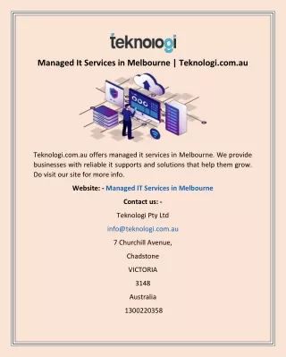 Managed It Services in Melbourne | Teknologi.com.au