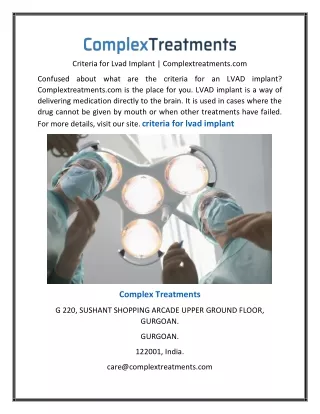 criteria for lvad implant complextreatments com