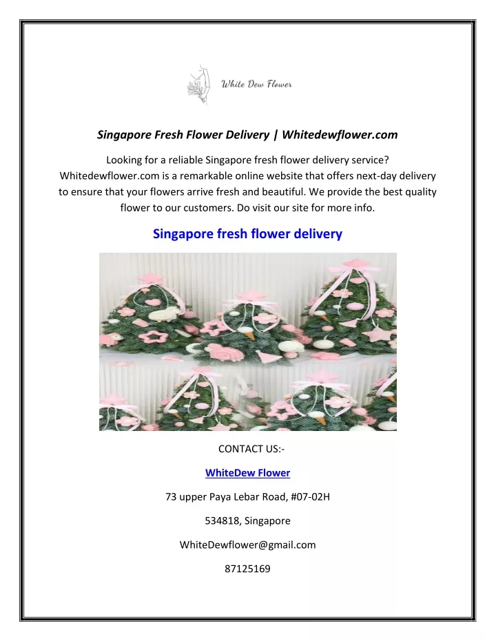 singapore fresh flower delivery whitedewflower com