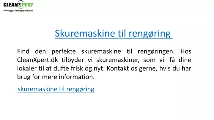 skuremaskine til reng ring