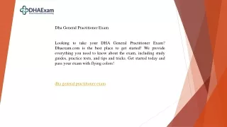 dha general practitioner exam looking to take