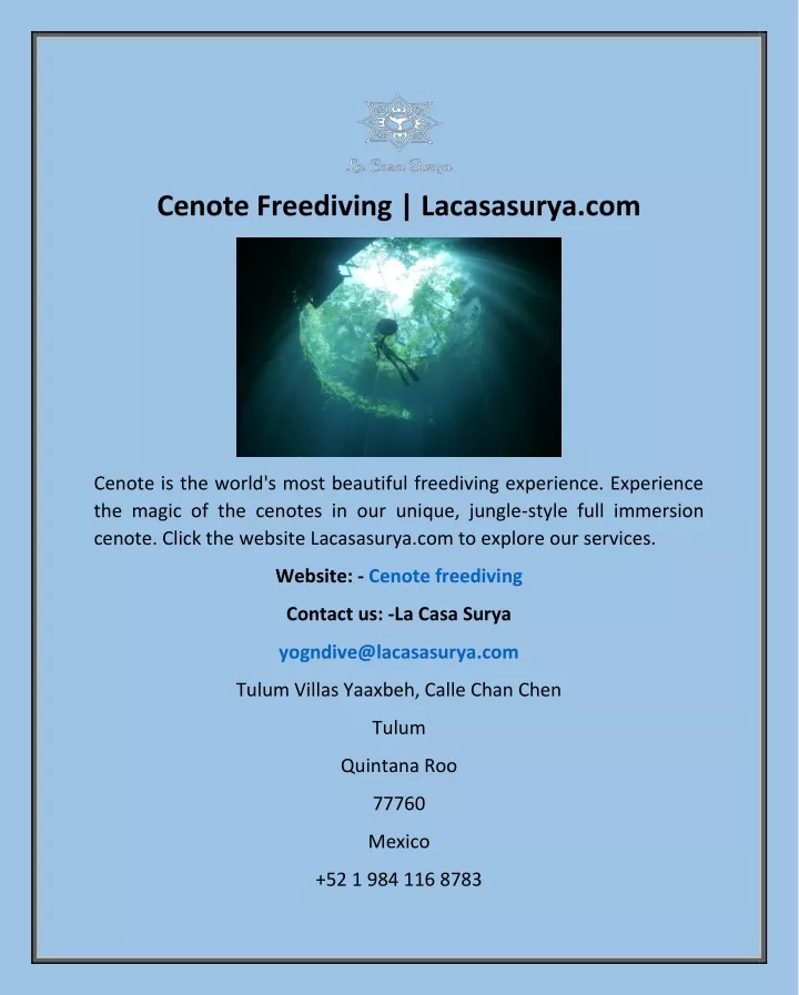 cenote freediving lacasasurya com