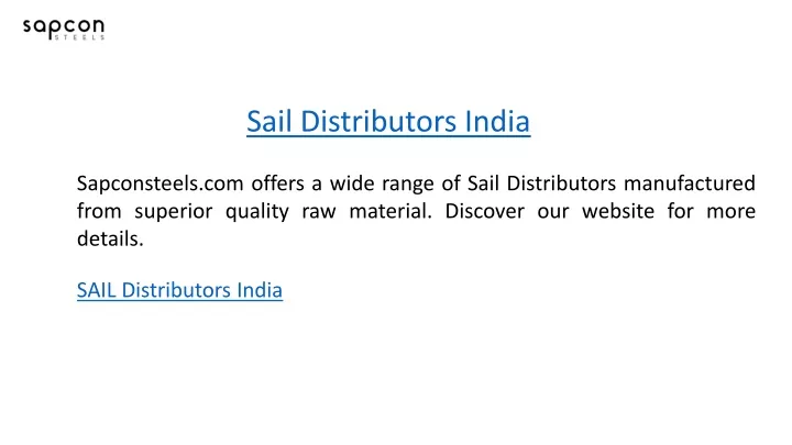 sail distributors india