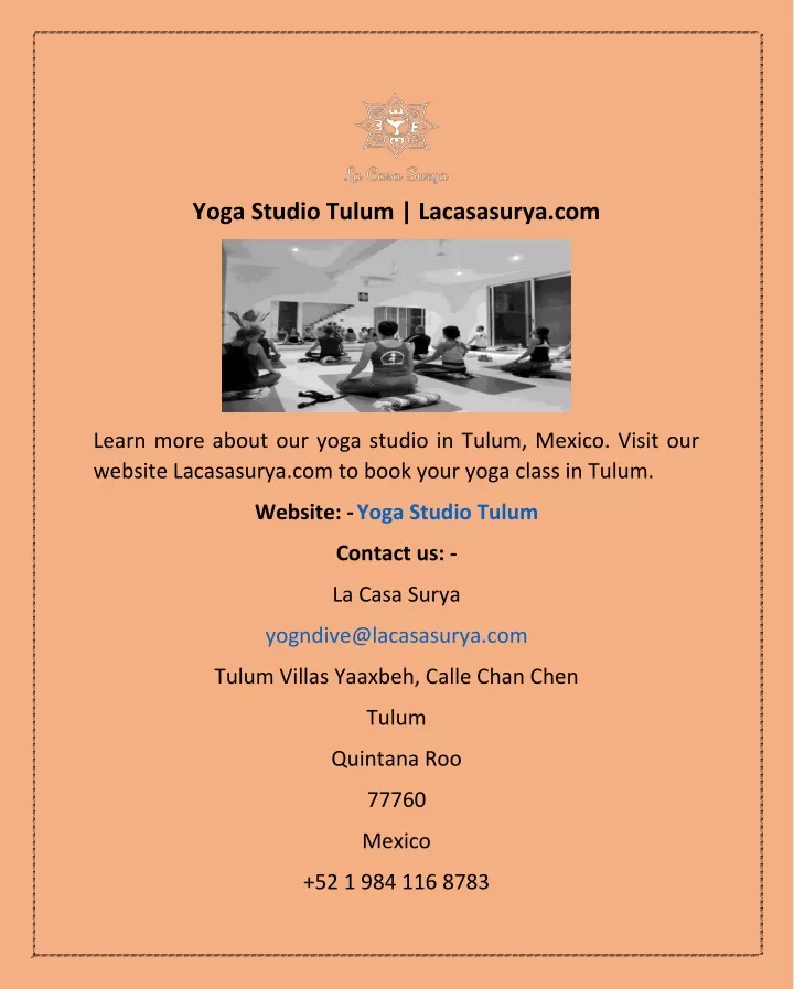 yoga studio tulum lacasasurya com