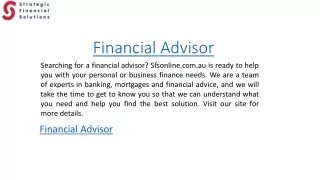 Financial Advisor  Sfsonline.com.au