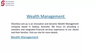 Wealth Management  Sfsonline.com.au