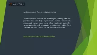 Anti-ransomware Cybersecurity Automation  Akitra.com