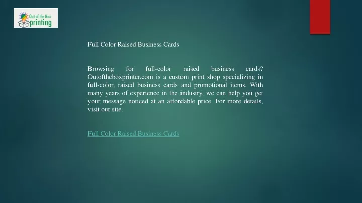 full color raised business cards browsing