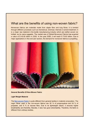 what are the benefits of using non woven fabric