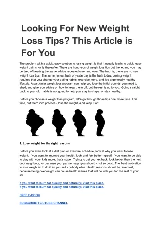 looking for new weight loss tips this article