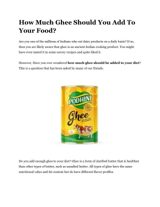 how much ghee should you add to your food