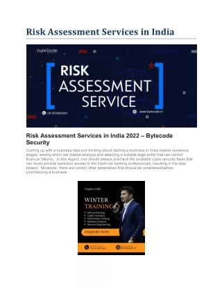 risk assessment services in india