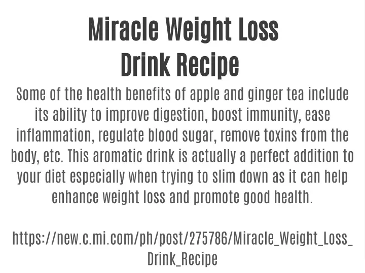 miracle weight loss drink recipe some