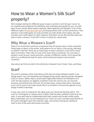 How to Wear a Women’s Silk Scarf properly
