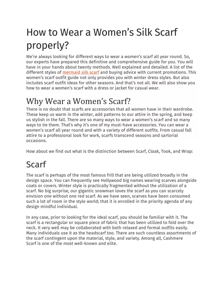 how to wear a women s silk scarf properly