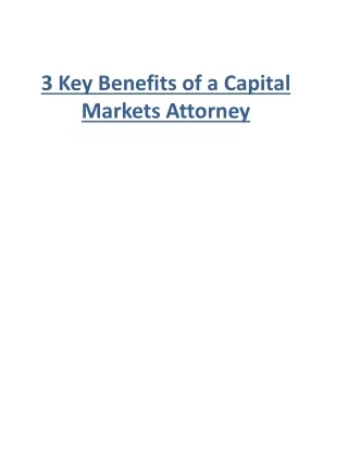 3 Key Benefits of a Capital Markets Attorney