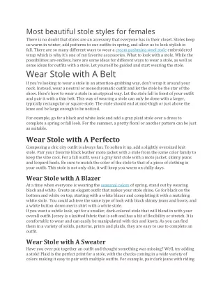 Most beautiful stole styles for females