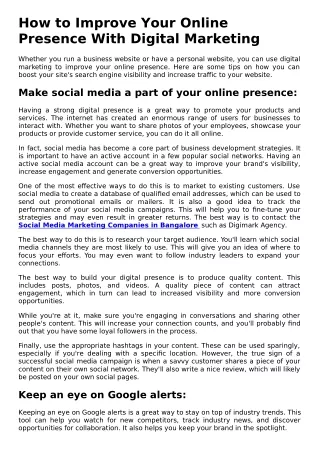 How to Improve Your Online Presence with Digital Marketing.