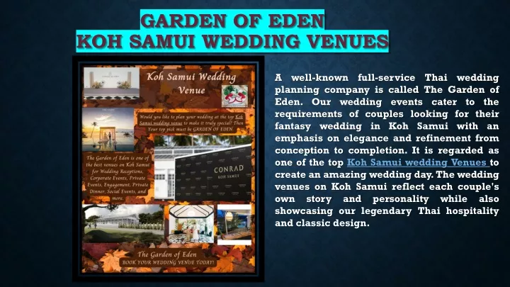 garden of eden koh samui wedding venues