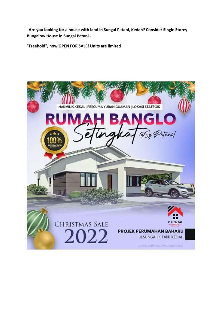 are you looking for a house with land in sungai