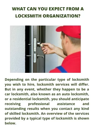 What Can You Expect From A Locksmith Organization
