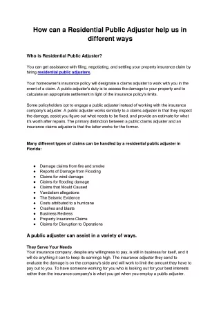 Residential Public Adjusters