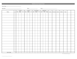 basketball game statistics sheet basketball game