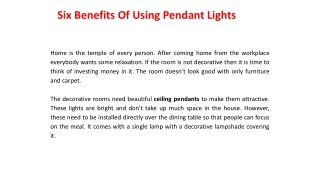 six benefits of using pendant lights