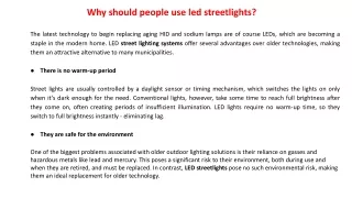 why should people use led streetlights