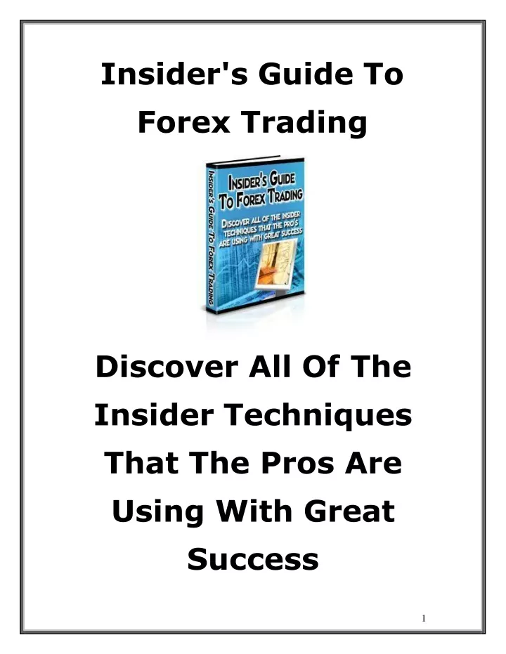 insider s guide to forex trading
