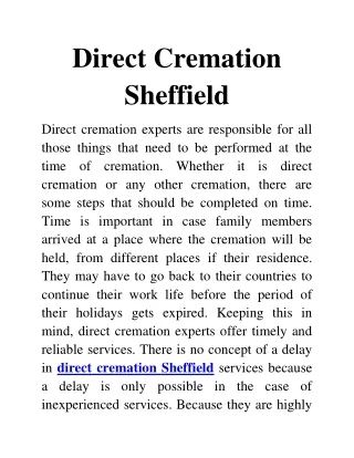 direct cremation Sheffield