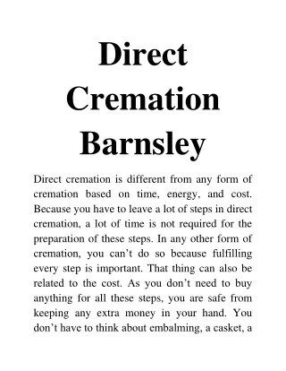 direct cremation Barnsley