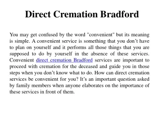 Direct Cremation Bradford